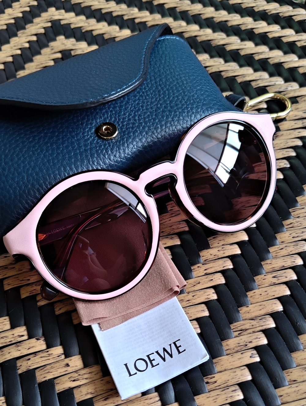 Loewe Pink Leather Sunglasses with Leather Case